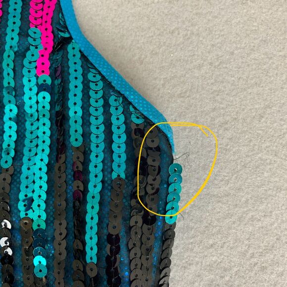 Adult Medium Jazz Dance Skort Set Turquoise Pink Sequin Ruffle Stage Outfit - Picture 6 of 11